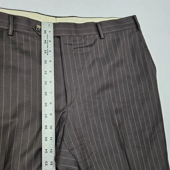 Holland & Sherry Sartoria Bespoke Suit Men 44S Pants 38x26 Wool Stripe Canvassed